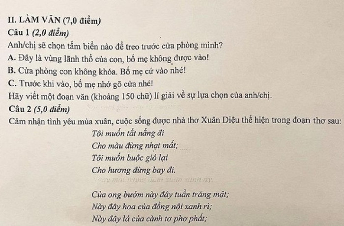 Đề văn 'tấm biển treo trước cửa phòng' khiến dân mạng tranh cãi dữ dội Ảnh 1