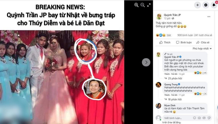 Quỳnh Trần JP hào hứng chia sẻ ảnh người có gương mặt giống mình