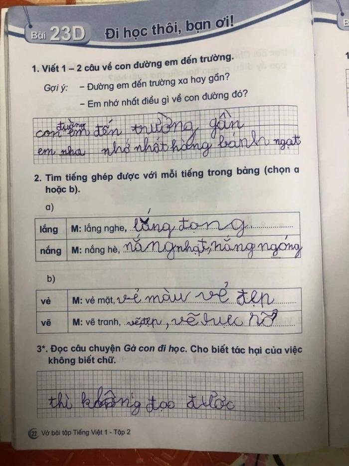 'Em nhớ nhất điều gì về con đường đến trường?' và câu trả lời 'bá đạo' của học trò lớp 1 Ảnh 1