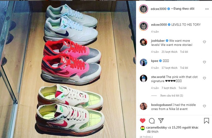 Những đôi NIKE được Trần Quán Hy chăm chút khoe khéo trên trang cá nhân của mình