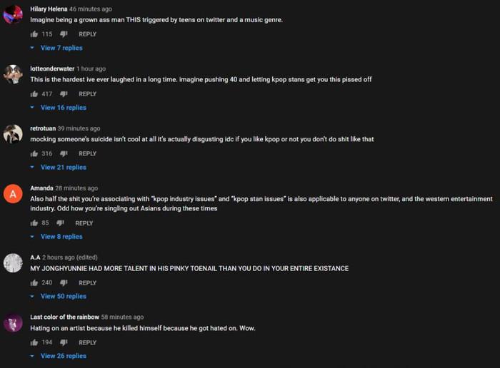 Bình luận của fan hâm mộ để lại dưới MV