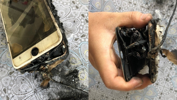 Trong hầu hết các trường hợp cháy nổ smartphone, nguyên nhân thường là do sạc và pin chất lượng kém. (Ảnh: Weibo)
