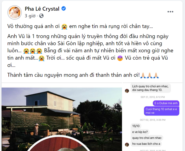 Thông báo được nữ ca sĩ chia sẻ trên trang cá nhân