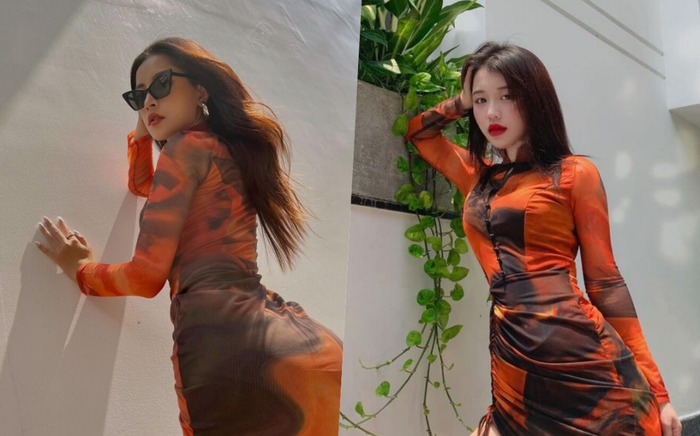Đụng độ bộ váy cam khoe body: Chi Pu bốc lửa, Han Sara gợi cảm bất ngờ Ảnh 2