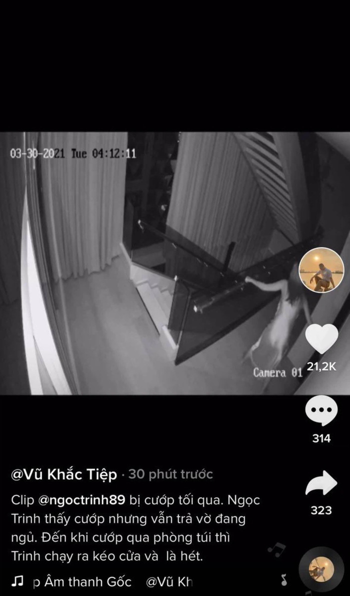 Vũ Khắc Tiệp tung clip CCTV ghi lại sự việc vào đêm Ngọc Trinh bị mất cắp.