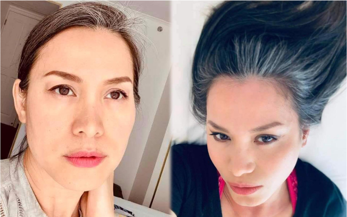 Hoa hậu Việt Nam Ngọc Khánh dù tóc bạc rợp đầu nhưng nhan sắc lại gây chú ý Ảnh 2