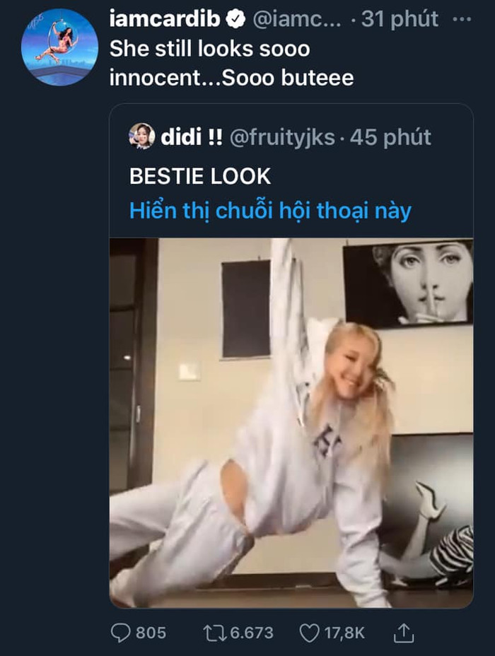 Cardi B bất ngờ về độ 'ngây thơ' của Rosé.