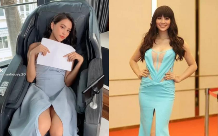 Hoa hậu Tiểu Vy diện váy xẻ cao tít, ngồi kém duyên suýt lộ 'vùng nhạy cảm' Ảnh 2