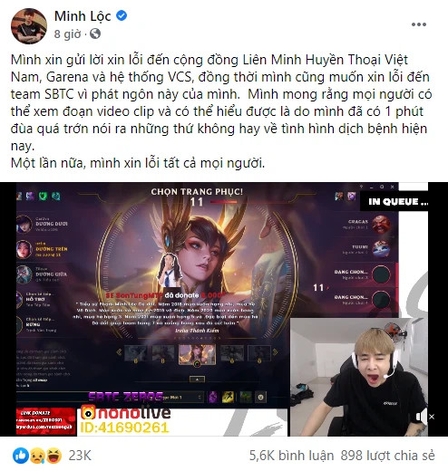 Lời xin lỗi muộn màng của Zeros. (Ảnh chụp màn hình)