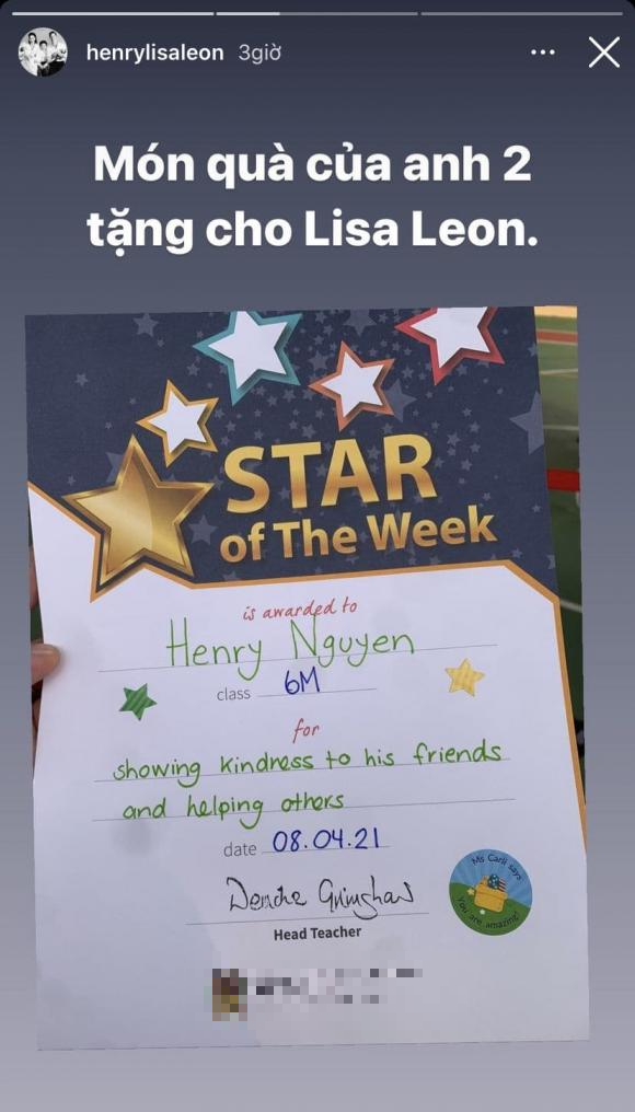 Hồ Ngọc Hà cũng tự hào trước thành tích học tập của con trai.