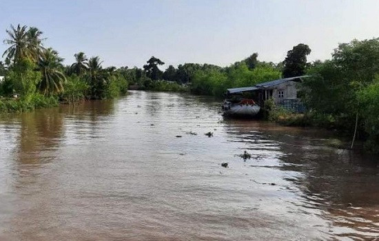 Đoạn sông Cái Cao nơi xảy ra vụ việc thương tâm. 