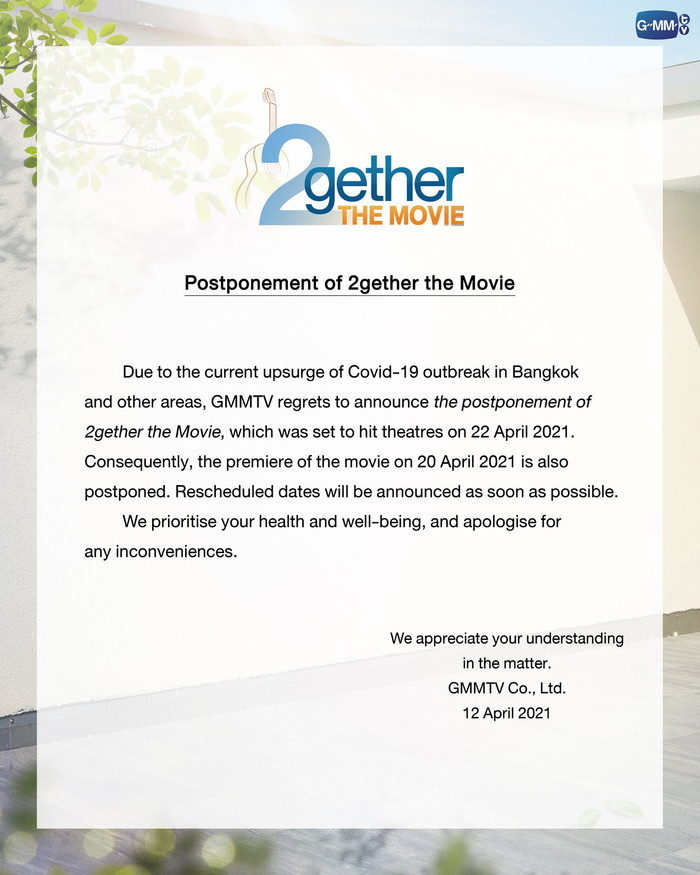 GMM TV thông báo hoãn chiếu '2gether The Movie' do dịch COVID-19 diễn biến phức tạp tại Thái Lan Ảnh 5