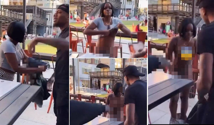 Cô gái cởi phăng chiếc váy đang mặc ra trả cho bạn trai. 