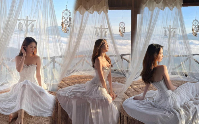 Ngọc Trinh diện đầm trắng khoe thềm ngực đẹp như mơ giữa nơi 'tiên cảnh' Ảnh 2