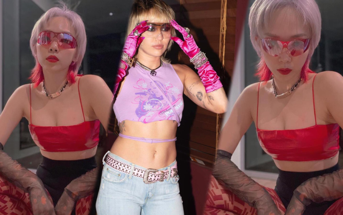 Tóc Tiên với tạo hình trang phục đỏ rực & nổi loạn giống style của Miley Cyrus Ảnh 2