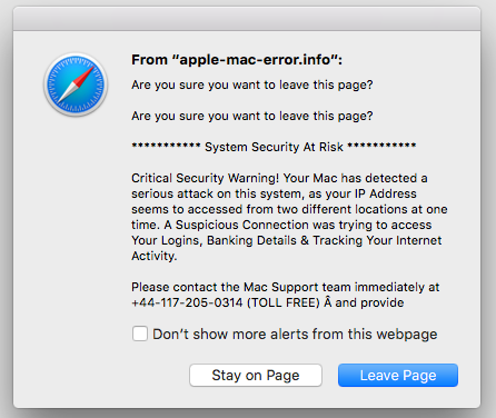 Một thông báo pop-up lừa đảo với nội dung cảnh báo máy của người dùng đang gặp nguy cơ bảo mật và hãy gọi đến số điện thoại đi kèm. (Ảnh: BGR)