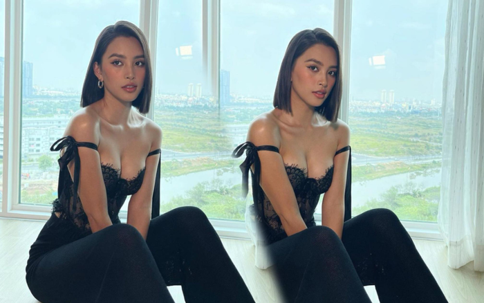 Chao đảo với đôi 'gò bồng đảo' bốc lửa của Hoa hậu Tiểu Vy trong set đồ all black Ảnh 2