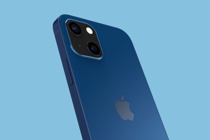 Hình ảnh render cho thấy iPhone 13 có các ống kính ở mặt lưng được sắp xếp theo đường chéo lạ mắt. (Ảnh: 9TechEleven x Ian Zelbo)