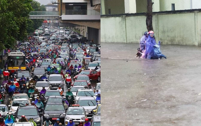 Hà Nội tắc đường tới nghẹt thở, Chương Mỹ ngập lụt nghiêm trọng vì mưa lớn kéo dài hàng giờ Ảnh 2