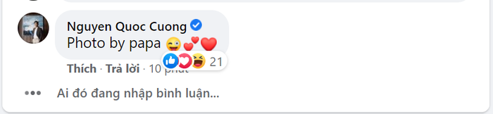 Cường Đô La hài hước để lại bình luận bên dưới bài đăng của bà xã