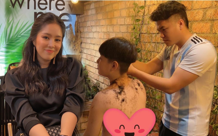 Lê Phương nịnh yêu chồng trẻ khi anh cắt tóc cho con trai riêng Ảnh 2
