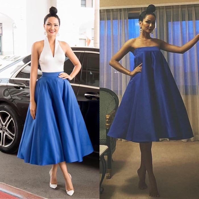 Chân váy xoè lần nữa được tận dụng thành đầm cúp ngực... Trông cũng hay ho và thời trang phết!