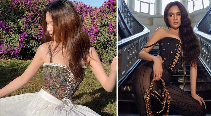 Cùng là item bó siết vòng eo, nhưng mỗi style trang phục lại tạo nên một phong cách khác nhau. 