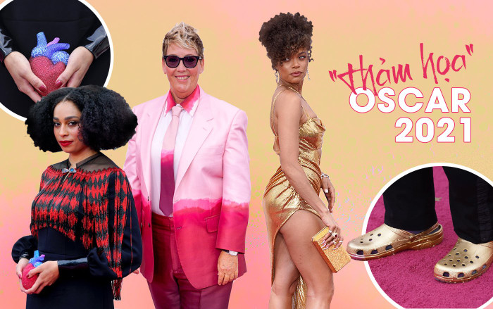 Những bộ trang phục thảm họa tại Oscar 2021: Cắt xẻ táo bạo kết hợp phụ kiện độc lạ, kinh dị Ảnh 2