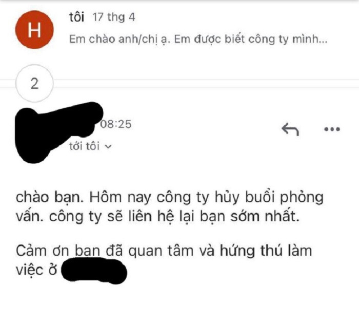 Chiếc mail thông báo thiếu chuyên nghiệp từ nhà tuyển dụng