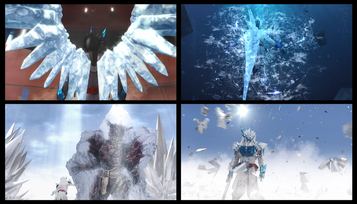 Tategami Hyoujuusenki không chỉ có sức mạnh của những kiếm sĩ tiền nhiệm, mà còn bao gồm cả sức mạnh của những sinh vật tới từ lục địa băng.