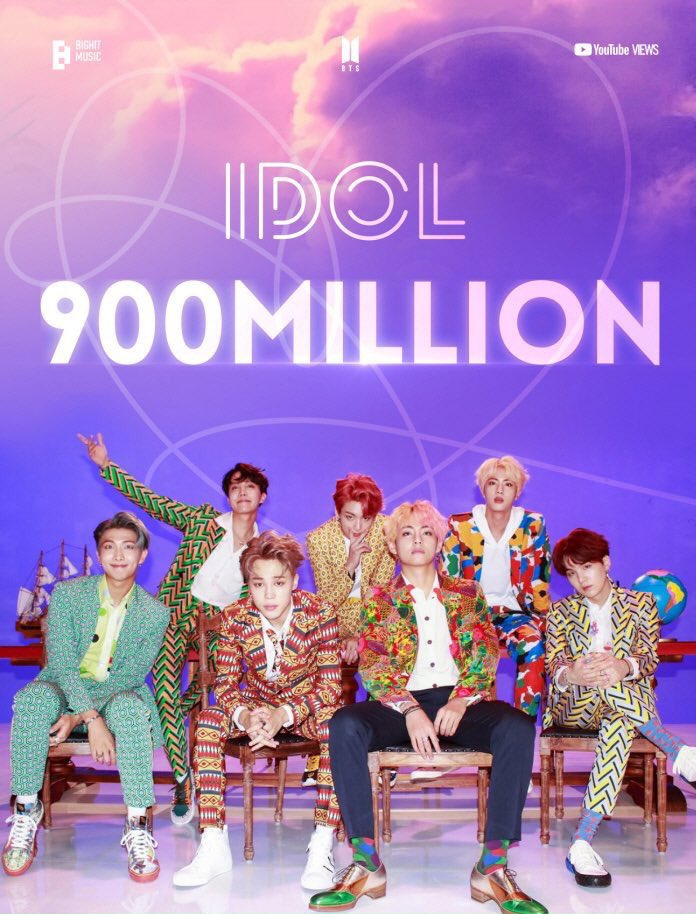 MV IDOL của BTS chính thức cán mốc 900 triệu view vào ngày 25/4.