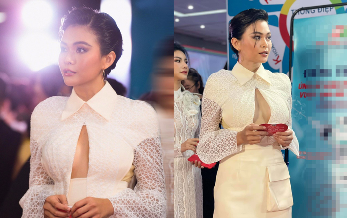 Mâu Thủy xử lý nhanh khi vòng 1 'chực trào' trên sóng truyền hình, cộng liền tay 10 điểm thanh lịch Ảnh 2