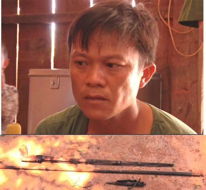 Dũng và tang vật vụ án. (Ảnh: Công an tỉnh Lai Châu)