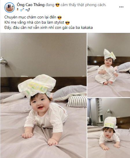 Đông Nhi vắng nhà, Ông Cao Thắng liền 'trổ tài' tạo kiểu tóc cho con.