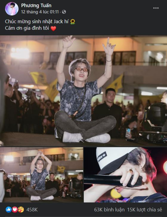 Bài đăng mà nam ca sĩ nhận được nhiều tương tác gần đây nhất chính là những khoảnh khắc Jack tại buổi tiệc sinh nhật fan làm cho.