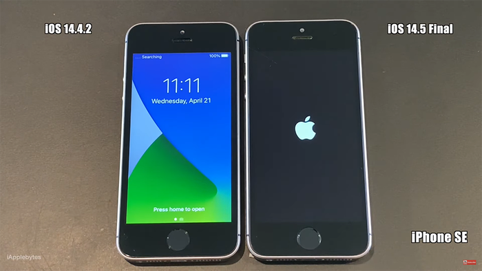 iPhone SE khởi động nhanh hơn khi chạy iOS 14.4.2 so với iOS 14.5, nhưng tốc độ mở ứng dụng gần như không có sự khác biệt. (Ảnh: iAppleBytes)