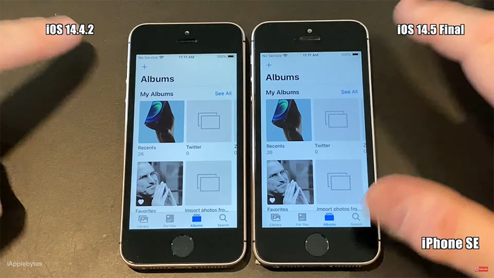 Hầu như không có sự chênh lệch về hiệu năng giữa các mẫu iPhone cũ chạy iOS 14.5 và iOS 14.4.2. (Ảnh: iAppleBytes)