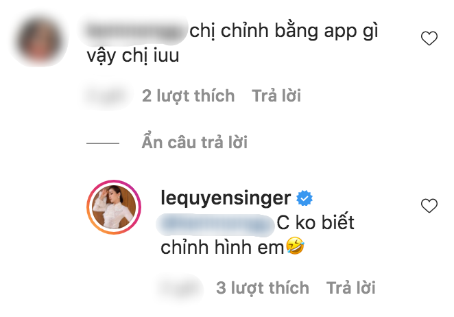 Lệ Quyên nhanh chóng trả lời khi bị đặt nghi vấn chỉnh sửa để có hình thể nóng bỏng.
