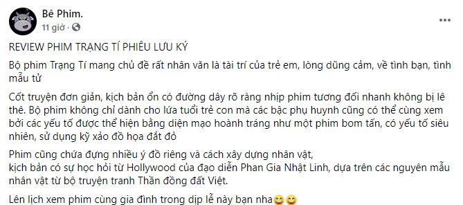 Reviw của khán giả khi ra rạp xem Trạng Tí phiêu lưu ký.