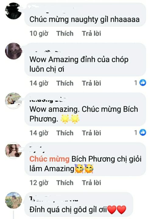Bích Phương nhận được rất nhiều lời chúc mừng của bạn bè và fan hâm mộ