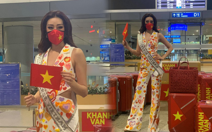 Khánh Vân diện bộ suit 'Triệu trái tim Việt Nam' sang Mỹ: Gây 'chấn động' với 15 vali hành lý! Ảnh 2