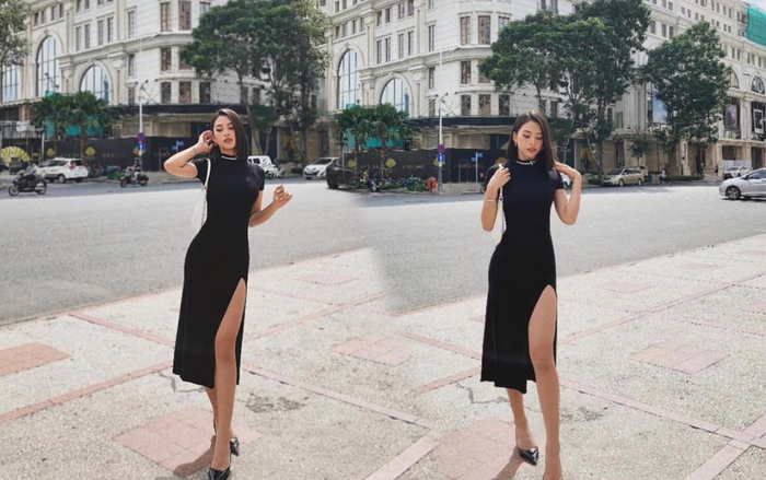 Hoa hậu Tiểu Vy diện váy đen khoe đùi thon giữa phố Sài Gòn Ảnh 2