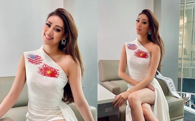 Vừa tới Mỹ, Khánh Vân khôn khéo chơi nước cờ váy áo cao tay: Trái tim yêu thương sẵn sàng lan tỏa! Ảnh 2