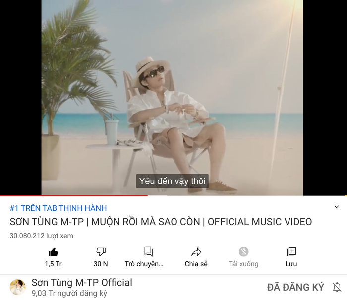 Muộn rồi mà sao còn sau gần 5 ngày phát hành đã tức tốc đạt 30 triệu view trên Youtube.
