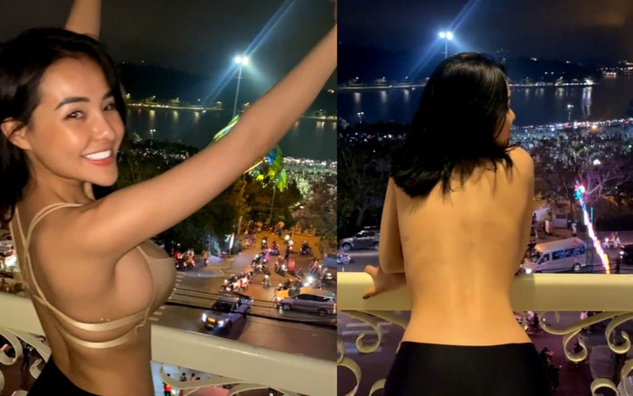 Ngân 98 không mặc áo đứng trên ban công nhún nhảy, lấy tay che 'gò bồng đào' khiến dân mạng ngao ngán Ảnh 2