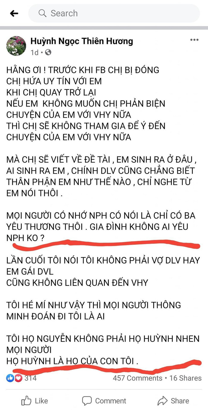 Bài tố đích danh bà Nguyễn Phương Hằng của Facebook Huỳnh Ngọc Thiên Hương
