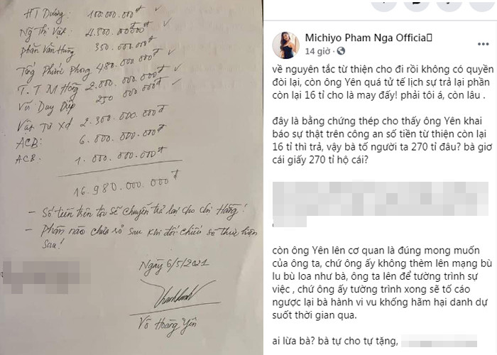 Bài viết của Phạm Ngà trên trang cá nhân.