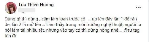 Lưu Thiên Hương công khai 'răn đe' học trò vì cách cư xử và sử dụng chất kích thích Ảnh 1