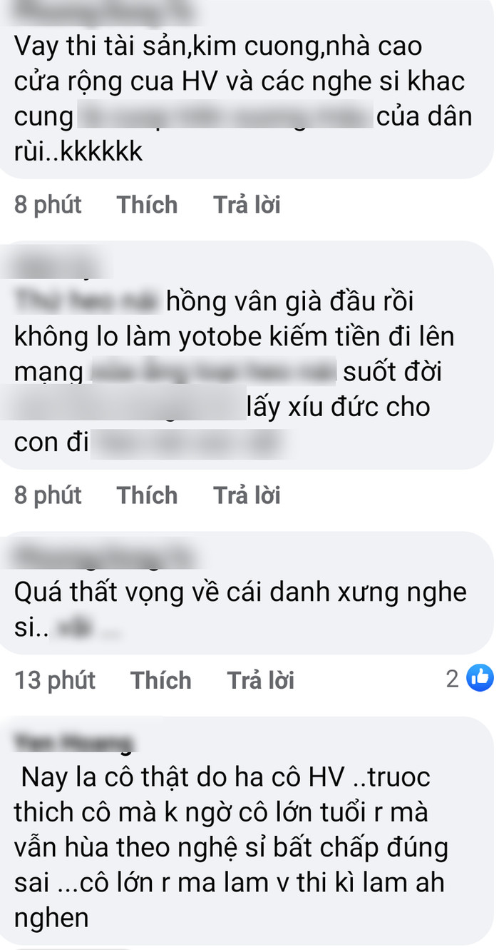 Cư dân mạng tấn công trang cá nhân của NSND Hồng Vân.