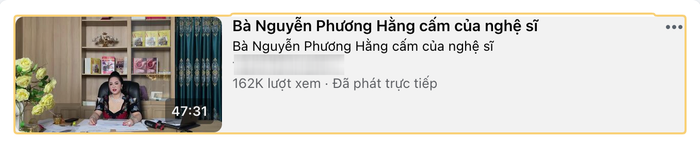 Một video với nội dung re-up lại đoạn livestream của bà Phương Hằng đạt 162.000 lượt xem chỉ trong vài tiếng. (Ảnh chụp màn hình)